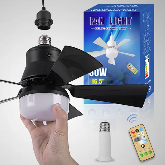 Glosrity 2-In-1 Portable Ceiling Fan & Light With Extender + Remote Control
